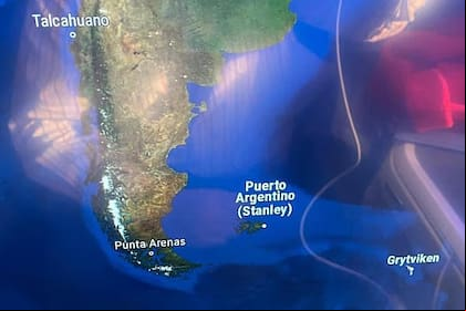Captura de pantalla del mapa de a bordo de British Airways