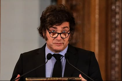 El presidente Javier Milei, en la Bolsa de Comercio